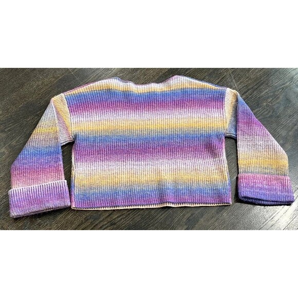 Wildfox Maverick Sweater Purple Rainbow Ombré Wool Blend Cropped Boxy - Picture 3 of 9